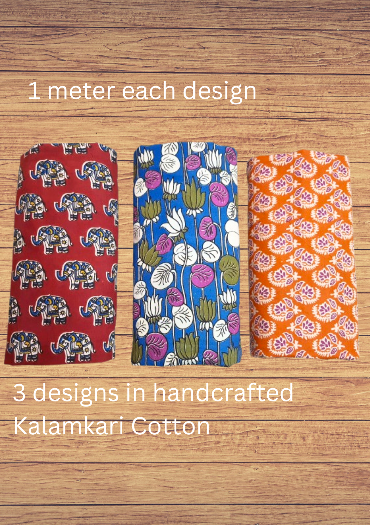 Handcrafed Kalamkari Cotton Fabric - Combo of 3