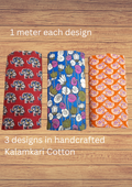 Handcrafed Kalamkari Cotton Fabric - Combo of 3