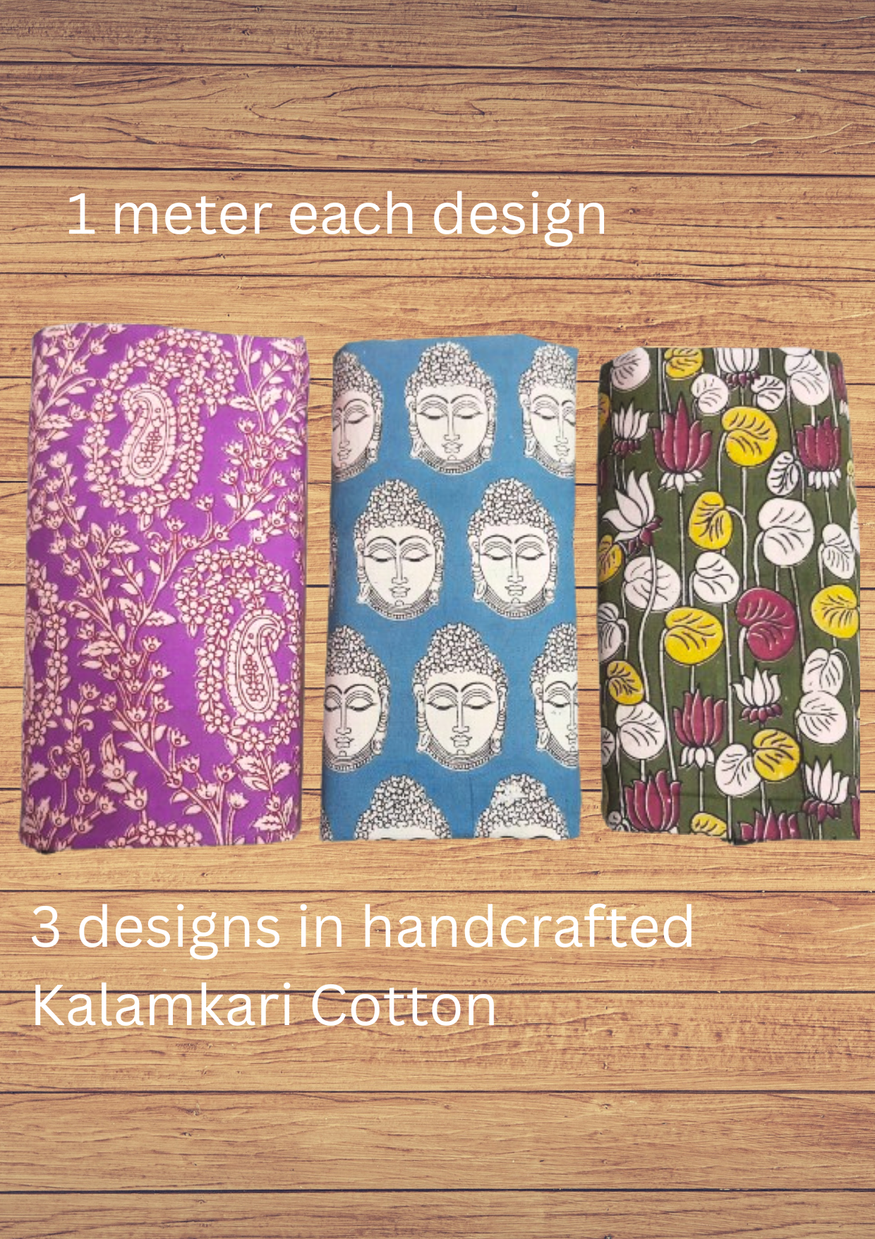 Handcrafed Kalamkari Cotton Fabric - Combo of 3