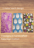 Handcrafed Kalamkari Cotton Fabric - Combo of 3