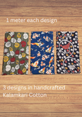 Handcrafed Kalamkari Cotton Fabric - Combo of 3