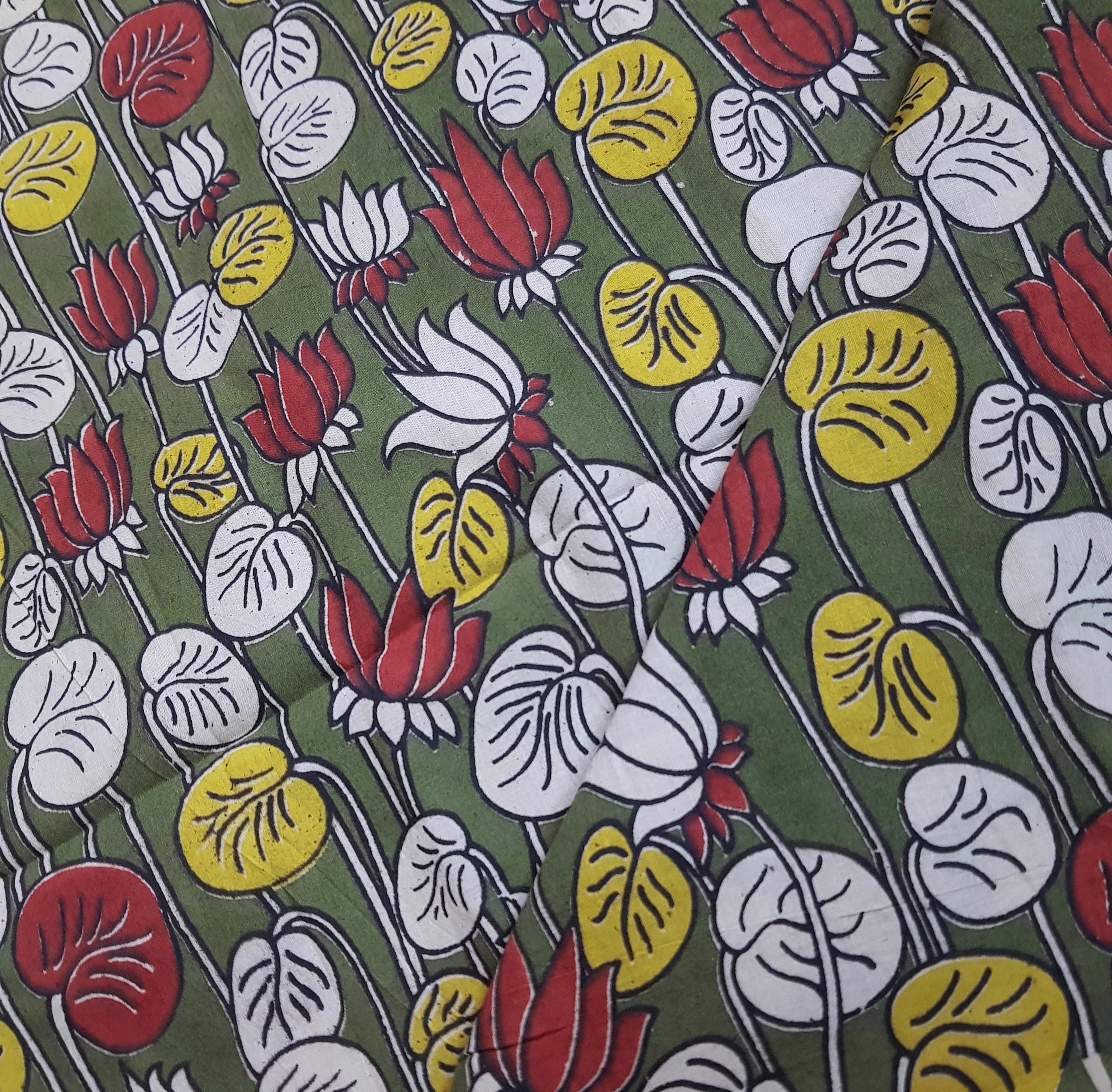 Handcrafed Kalamkari Cotton Fabric - Combo of 3