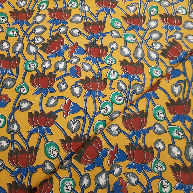 Ikkat Handloom Mercerized Cotton Saree + Kalamkari Blouse