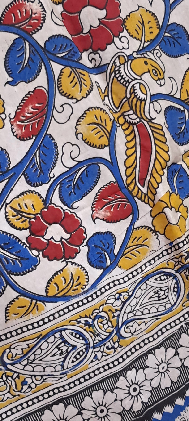 Nellore Silk Kalamkari Dupatta with Nizam Zari Border