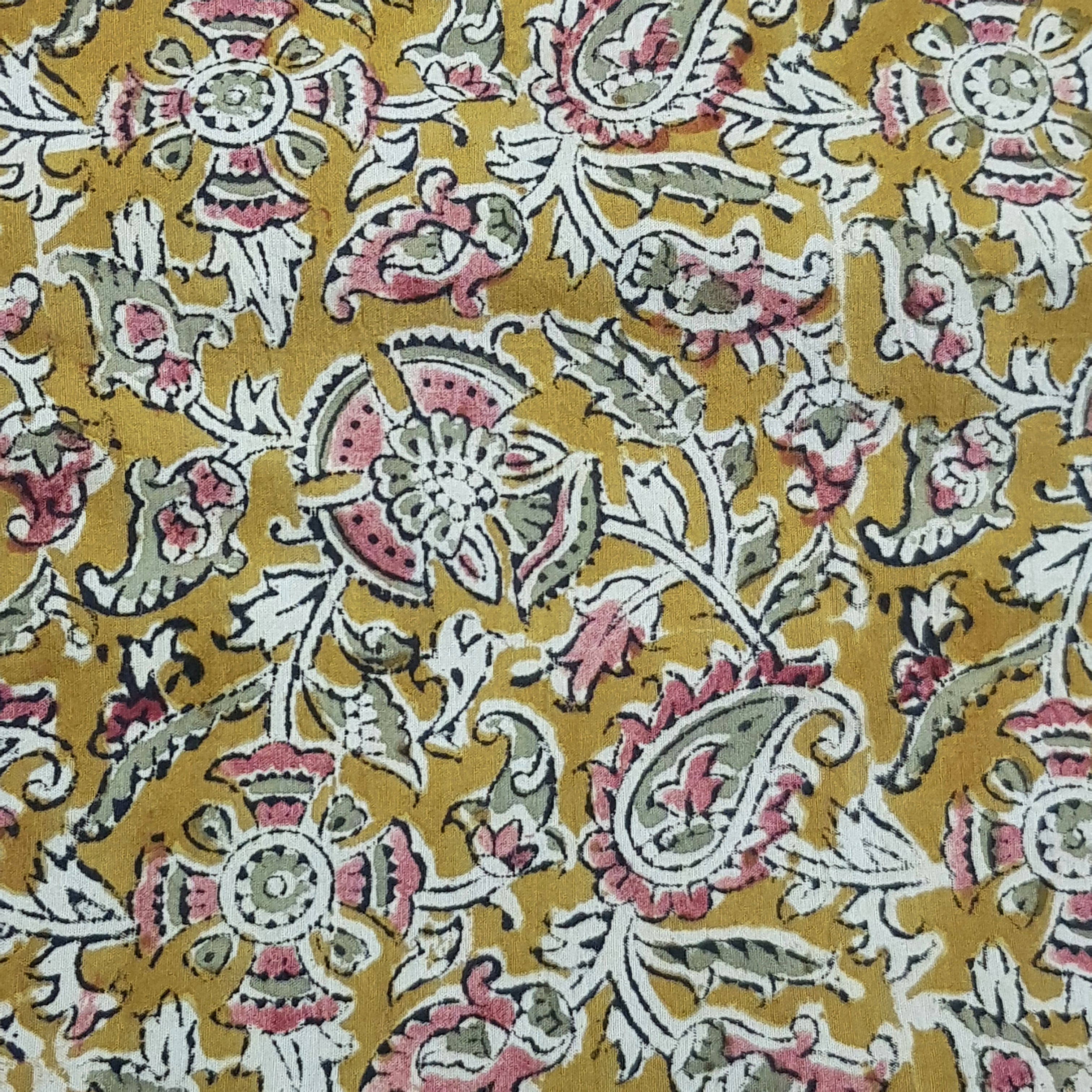 Kalamkari Block Print Dress Material – Natural Colors