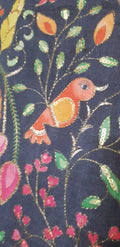 Banarasi Georgette Saree – Antique Gold Zari Buta - Kalamkari Blouse with zari work