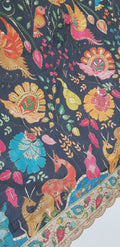 Banarasi Georgette Saree – Antique Gold Zari Buta - Kalamkari Blouse with zari work
