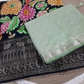Raw Silk Saree - Kalamkari hand work blouse