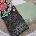 Raw Silk Saree - Kalamkari hand work blouse