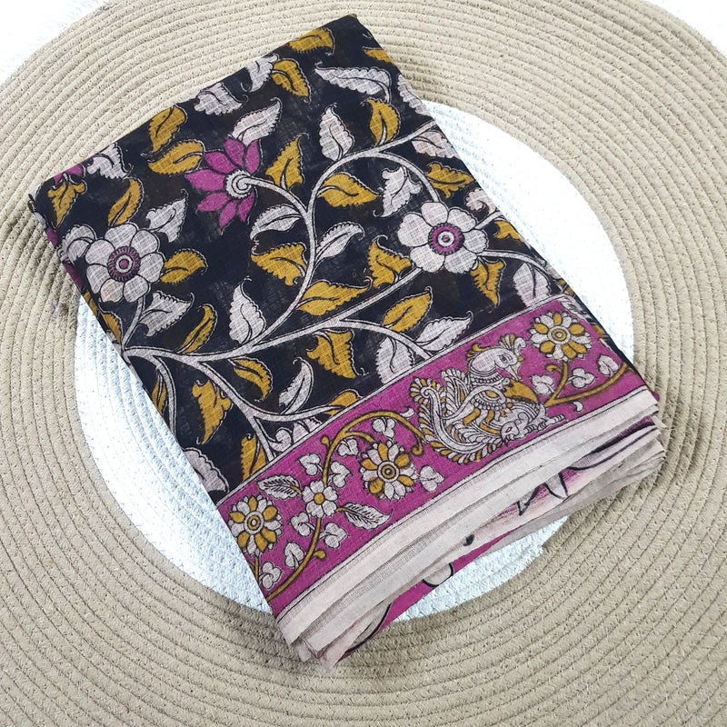 🌸 Kalamkari Kota Cotton Saree – Pure Handcrafted Elegance