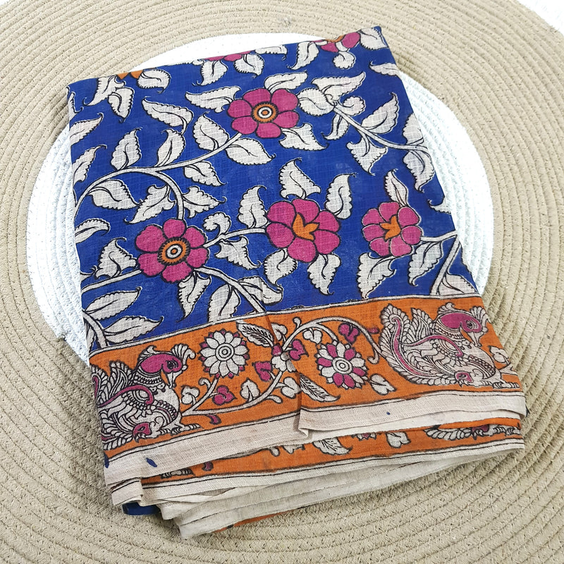 🌸 Kalamkari Kota Cotton Saree – Pure Handcrafted Elegance