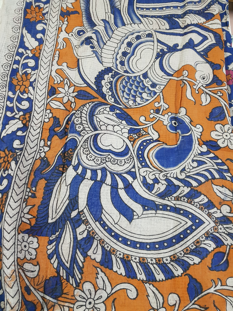 🌸 Kalamkari Kota Cotton Saree – Pure Handcrafted Elegance
