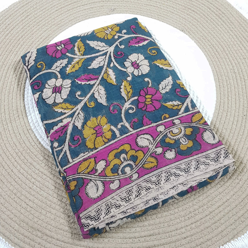 🌸 Kalamkari Kota Cotton Saree – Pure Handcrafted Elegance