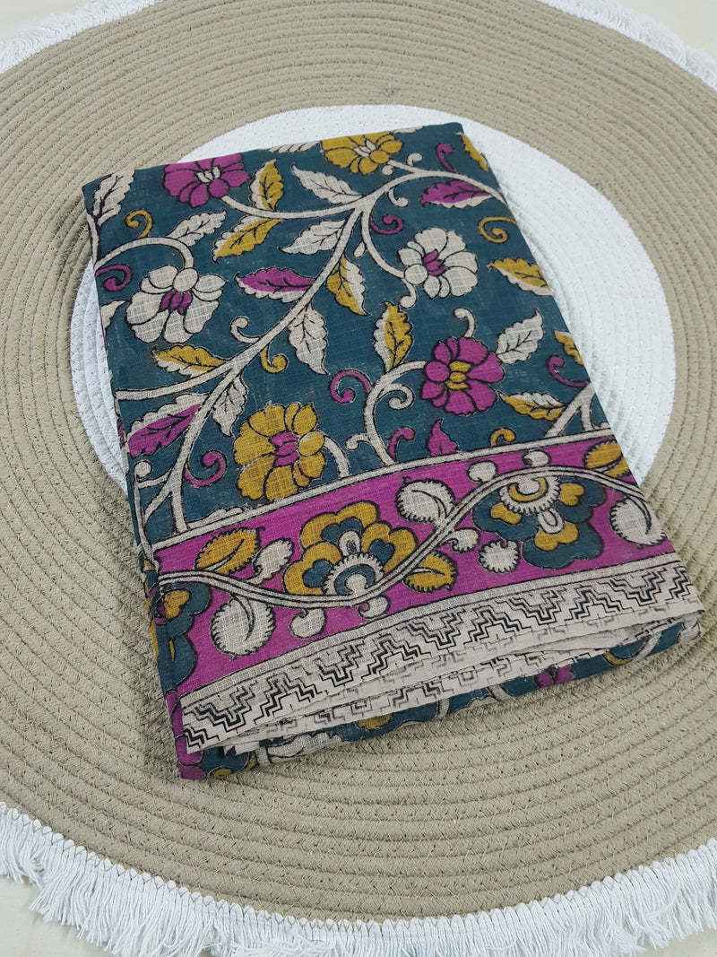🌸 Kalamkari Kota Cotton Saree – Pure Handcrafted Elegance