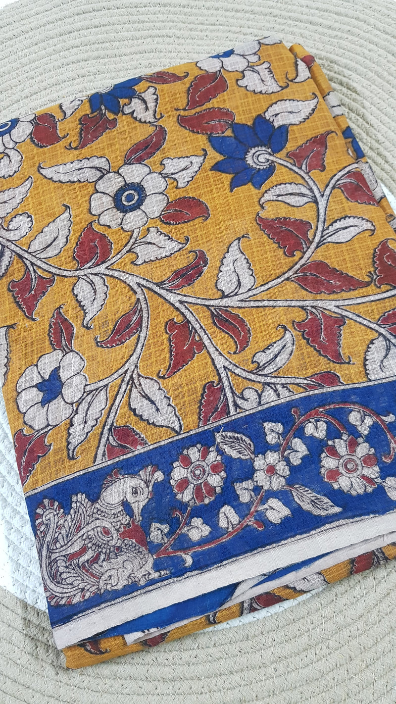 🌸 Kalamkari Kota Cotton Saree – Pure Handcrafted Elegance