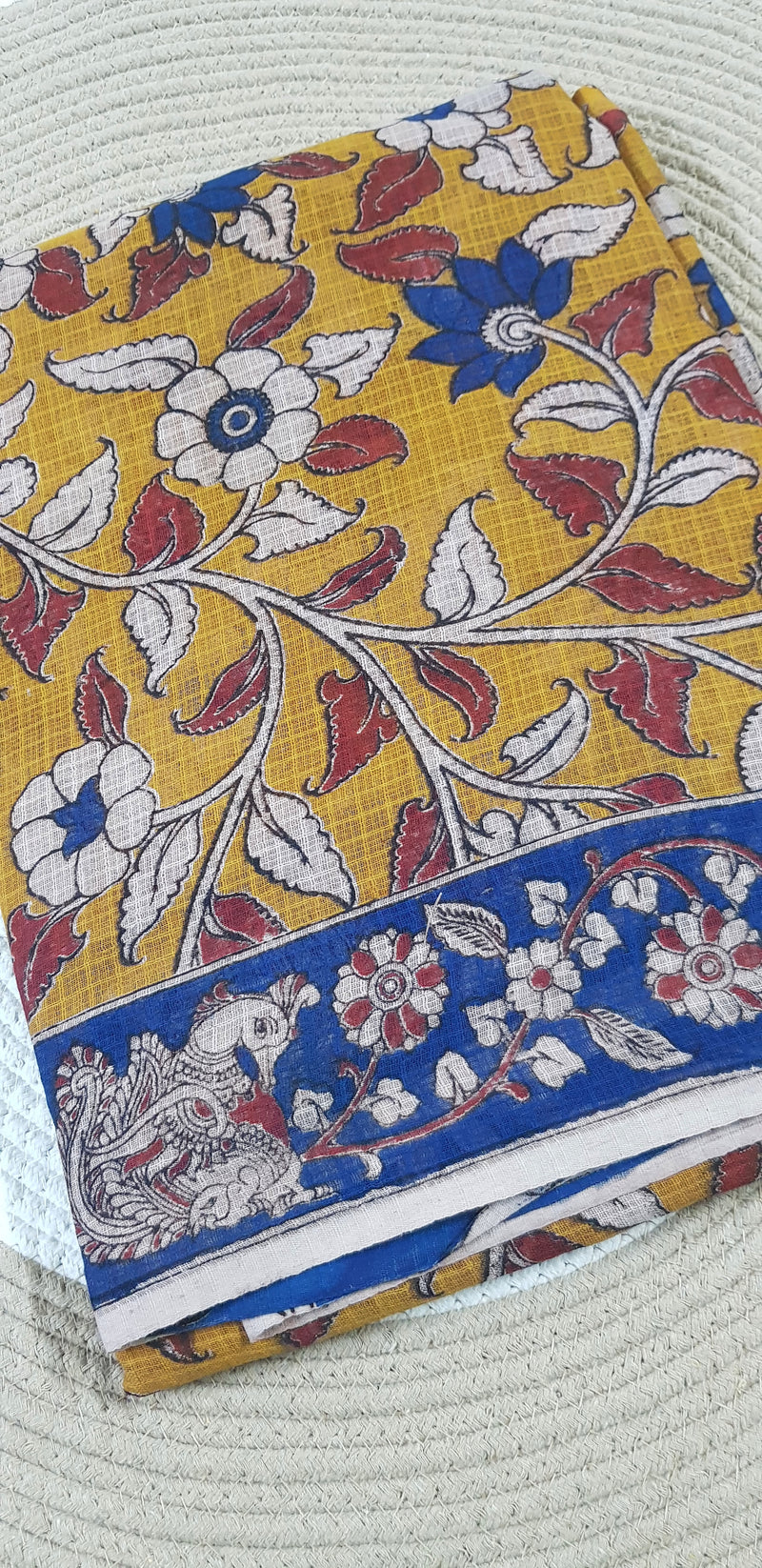 🌸 Kalamkari Kota Cotton Saree – Pure Handcrafted Elegance