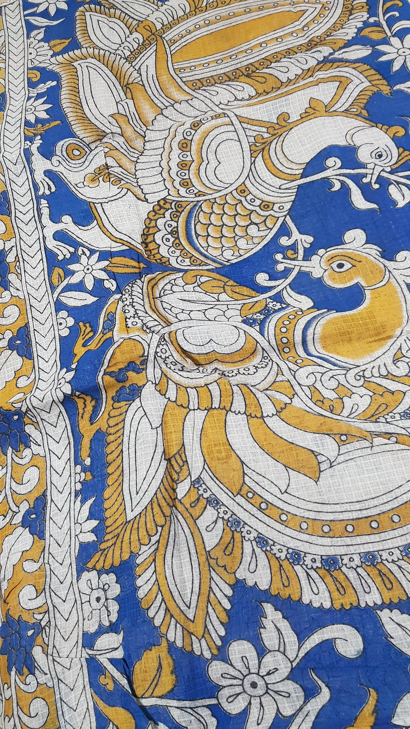 🌸 Kalamkari Kota Cotton Saree – Pure Handcrafted Elegance