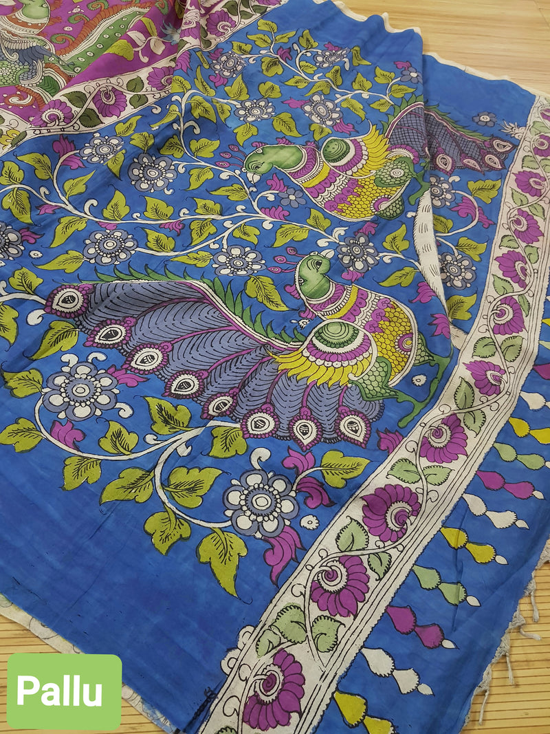 Pure Banarasi Premium Fine Silk Pen Kalamkari Saree