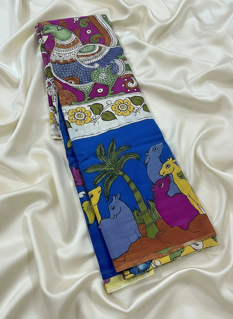 Pure Banarasi Premium Fine Silk Pen Kalamkari Saree