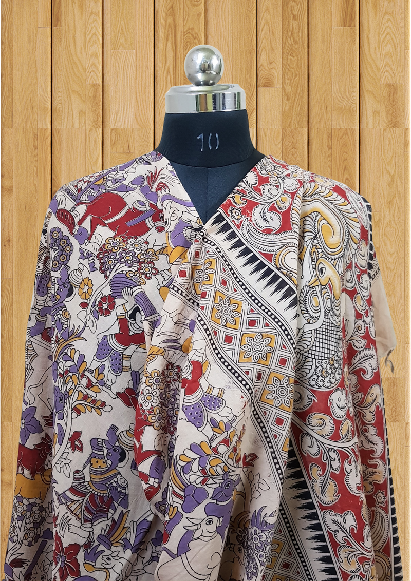 Cotton Dupatta Kalamkari - Handmade