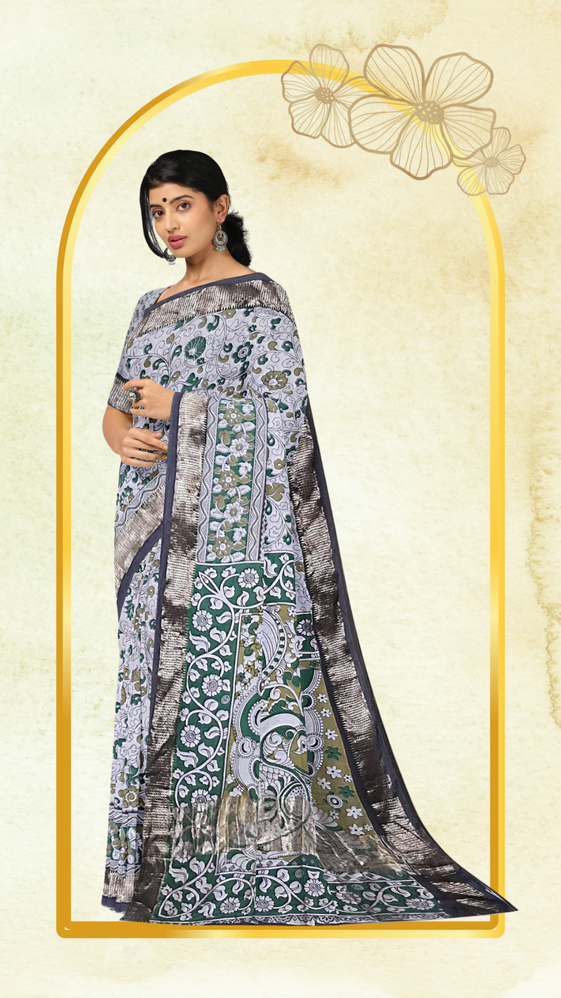 Kalamkari Silk Saree - Handcrafted