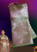Tissue Silk Saree Silver Banarasi - 2 Tone