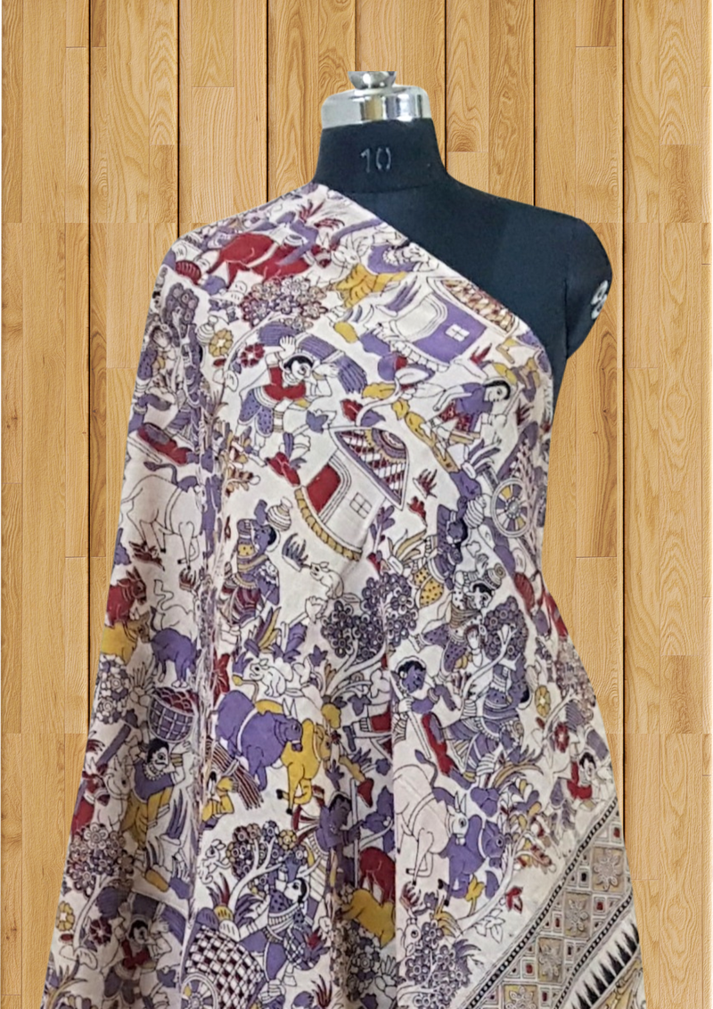 Cotton Dupatta Kalamkari - Handmade