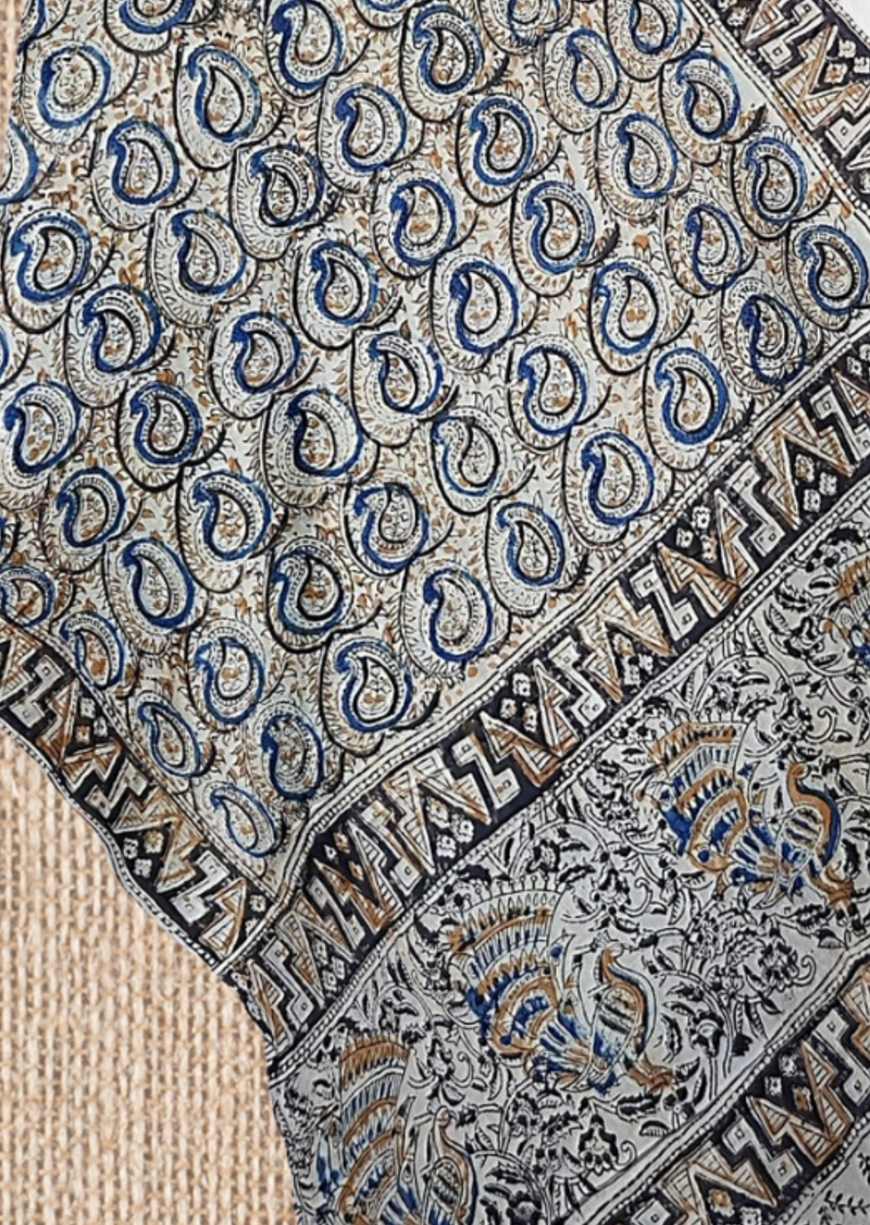 Block Printed Cotton Mulmul Kalamkari Dupatta