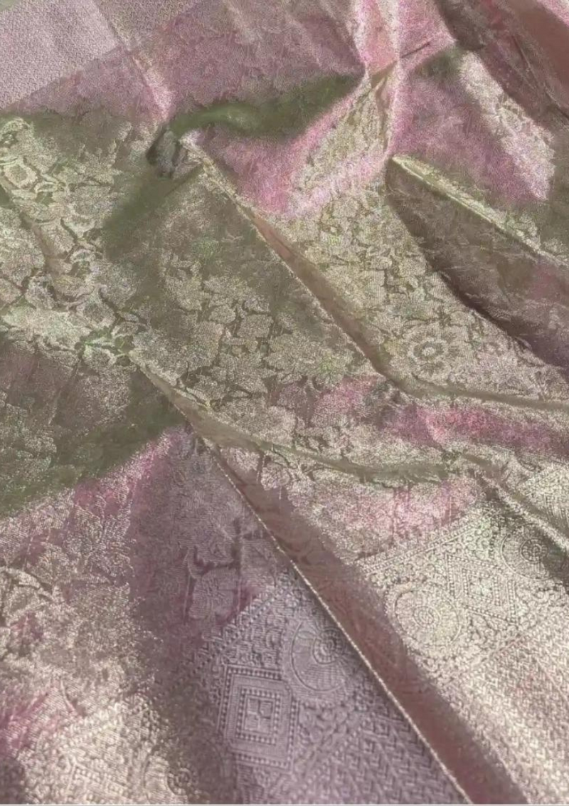 Tissue Silk Saree Silver Banarasi - 2 Tone