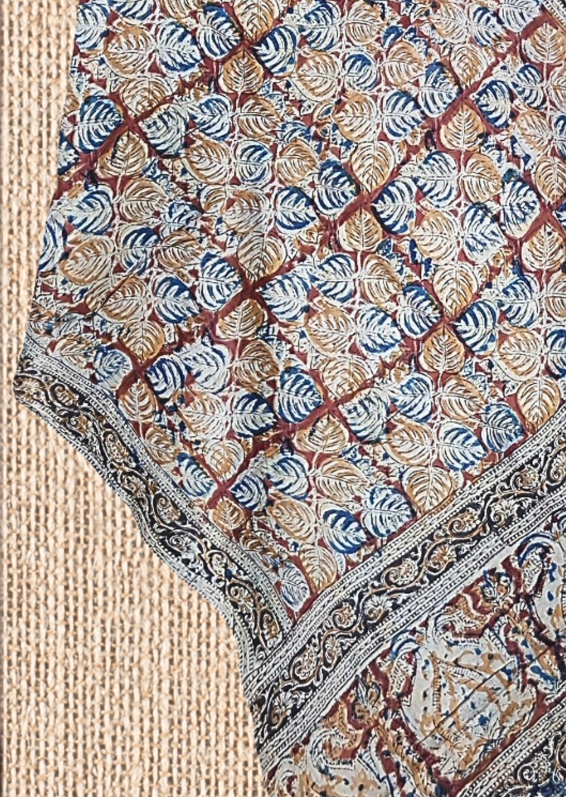 Block Printed Cotton Mulmul Kalamkari Dupatta