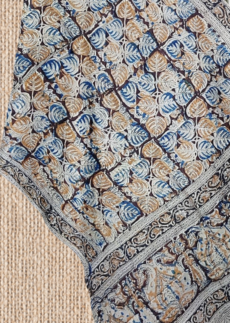 Block Printed Cotton Mulmul Kalamkari Dupatta