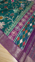 Pure Dola Crepe Silk Saree with Hand Embroidery & Zari Border – Elegant Floral Design