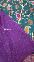 Pure Dola Crepe Silk Saree with Hand Embroidery & Zari Border – Elegant Floral Design