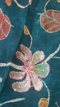 Pure Dola Crepe Silk Saree with Hand Embroidery & Zari Border – Elegant Floral Design