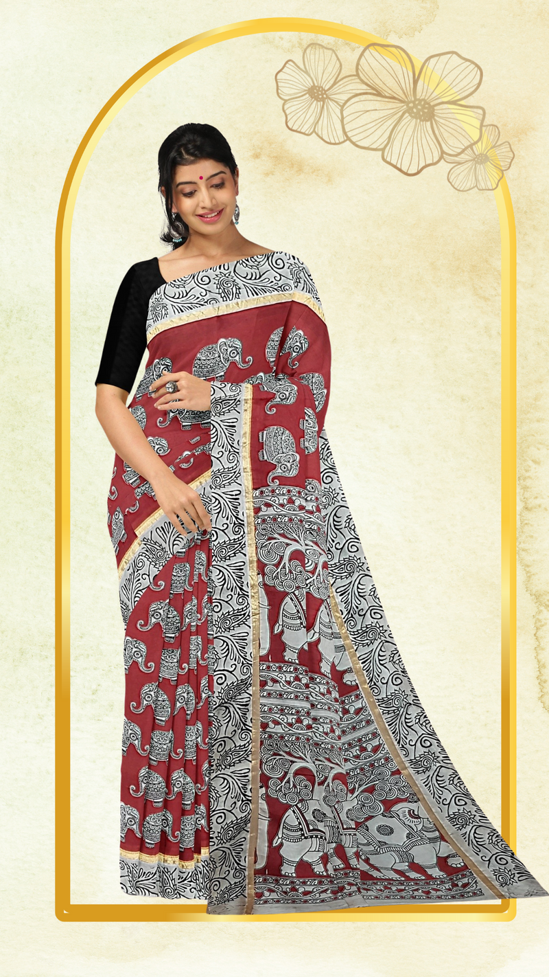 Kalamkari Silk Saree - Handcrafted