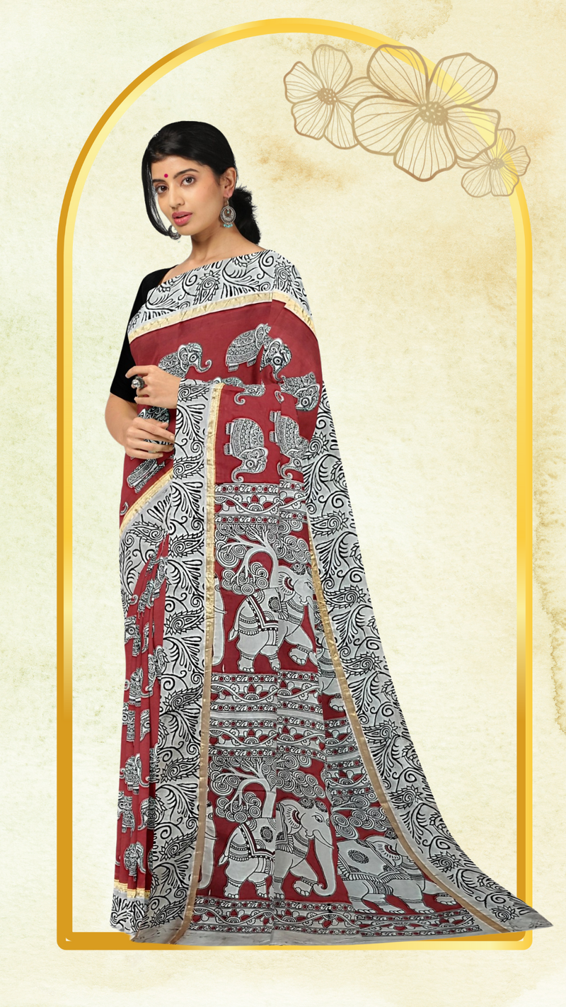 Kalamkari Silk Saree - Handcrafted