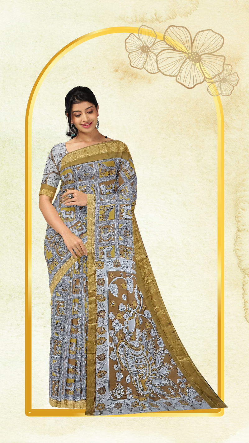Kalamkari Silk Saree - Handcrafted