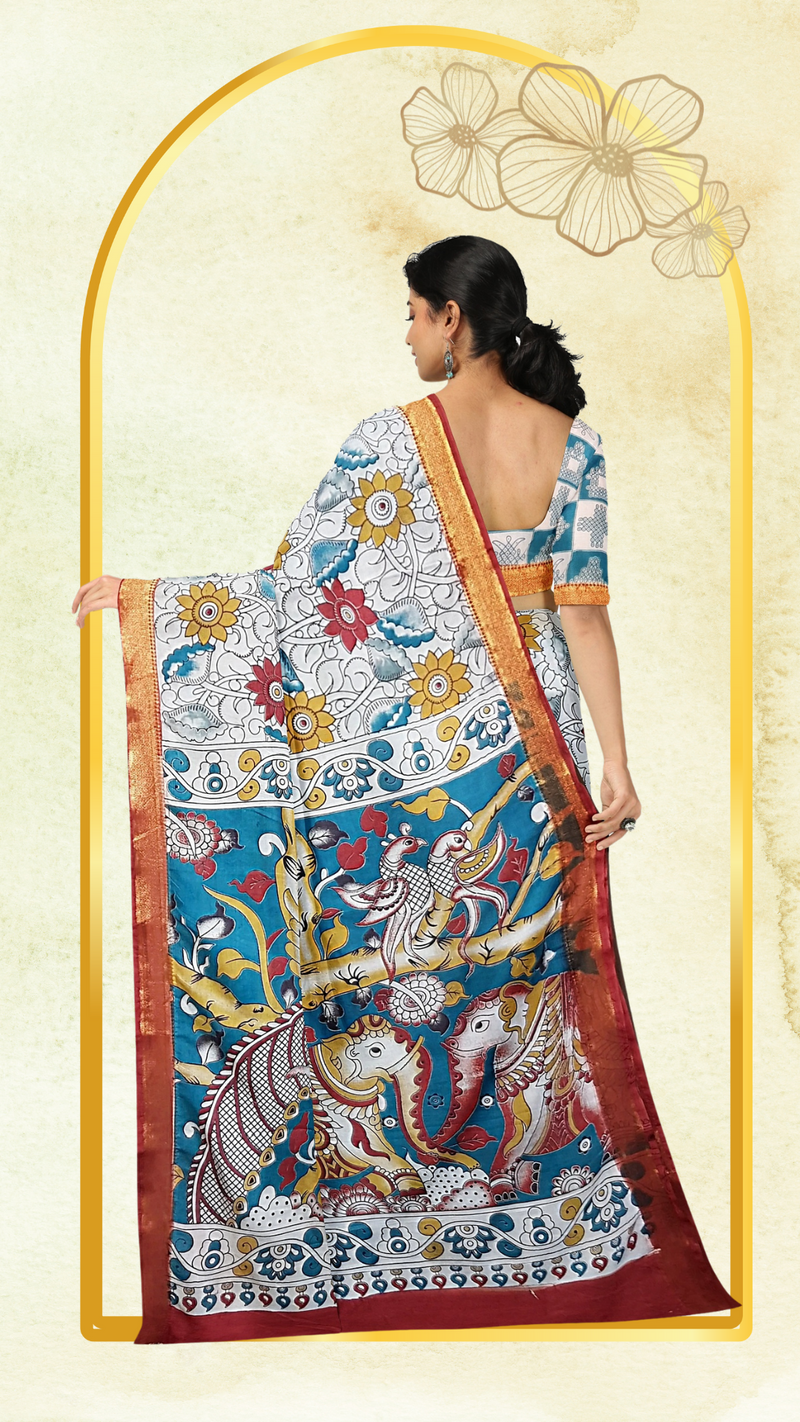 Kalamkari Silk Saree - Handcrafted