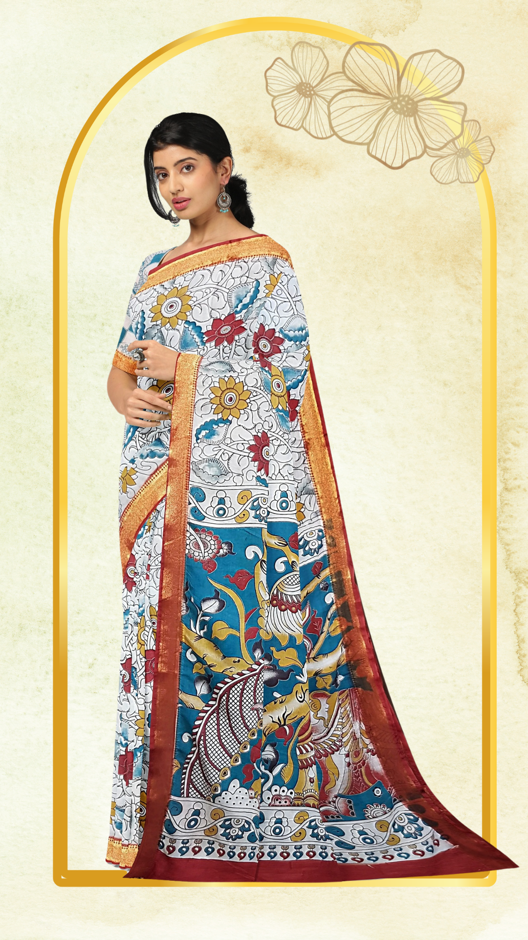 Kalamkari Silk Saree - Handcrafted