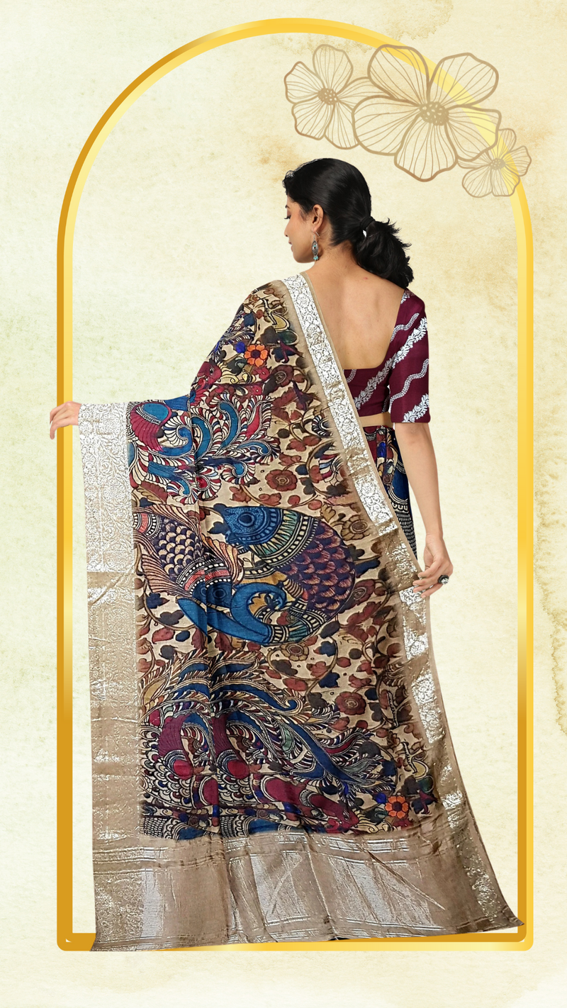 Pen Kalamkari Saree - Handcrafted