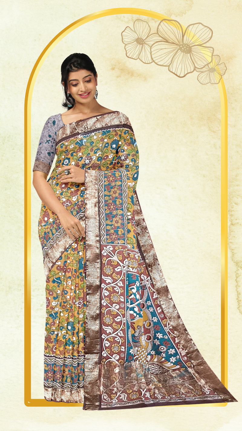 Kalamkari Silk Saree - Handcrafted