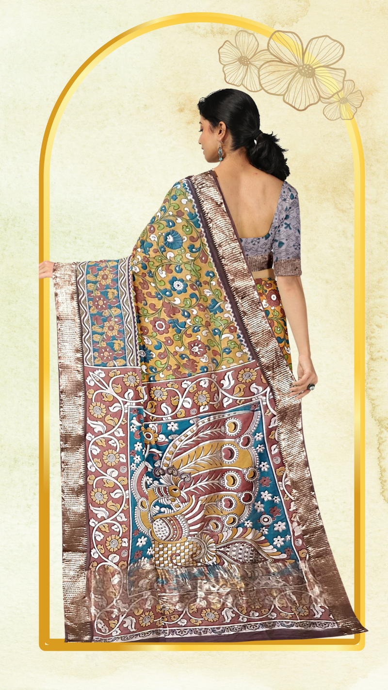 Kalamkari Silk Saree - Handcrafted