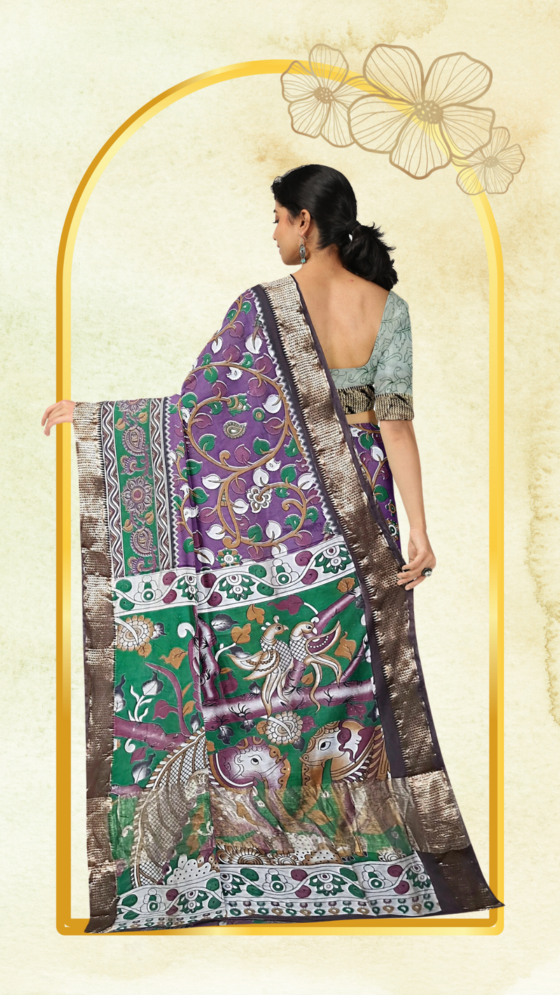 Kalamkari Silk Saree - Handcrafted