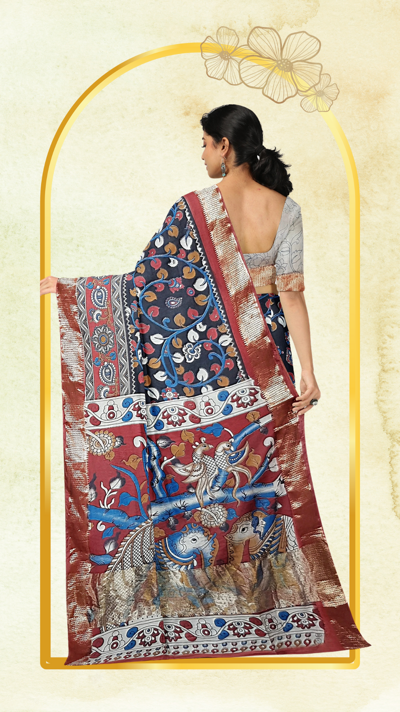 Kalamkari Silk Saree - Handcrafted