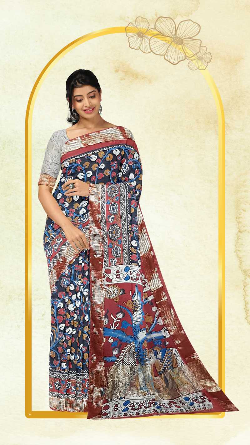 Kalamkari Silk Saree - Handcrafted