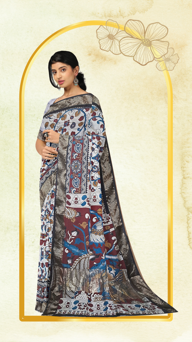 Kalamkari Silk Saree - Handcrafted