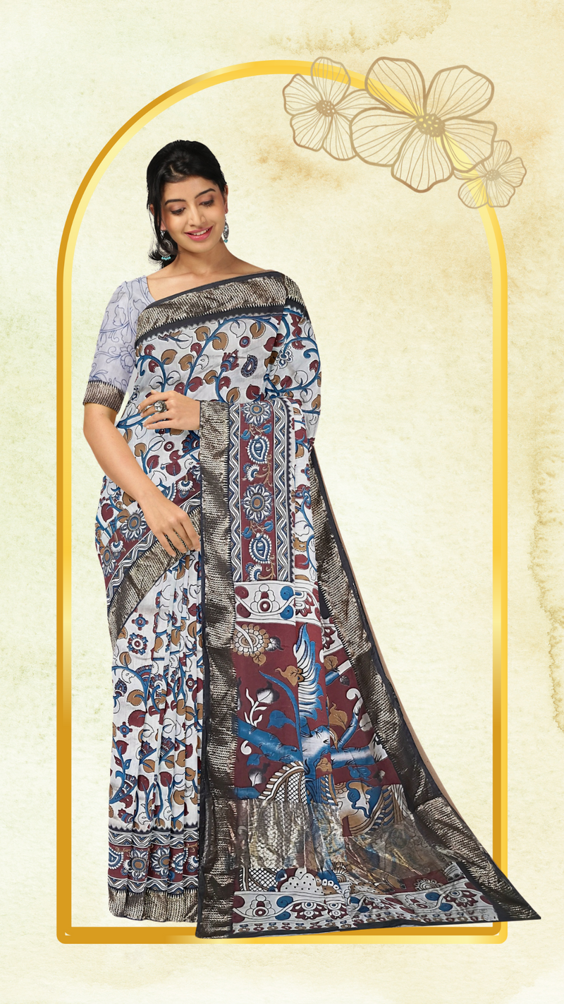 Kalamkari Silk Saree - Handcrafted