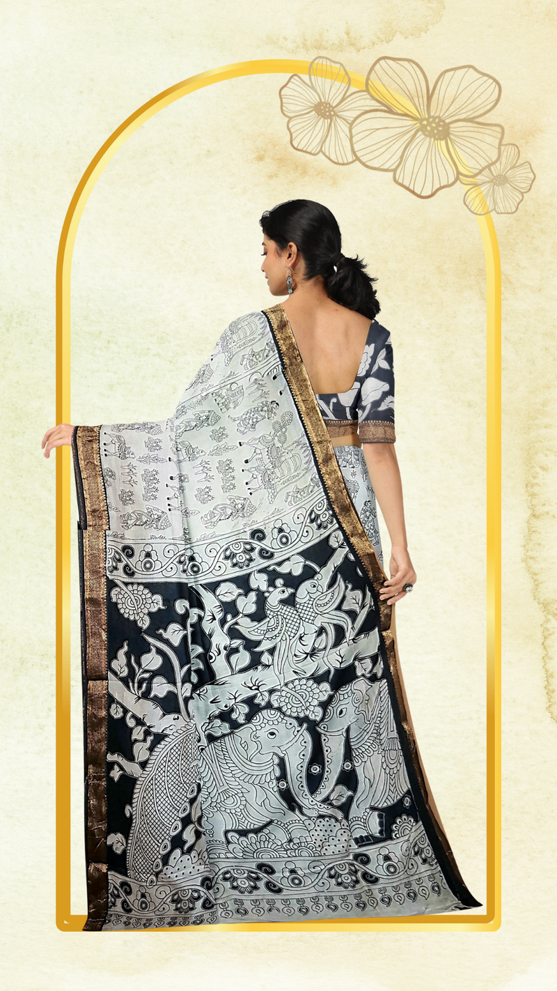 Kalamkari Silk Saree - Handcrafted