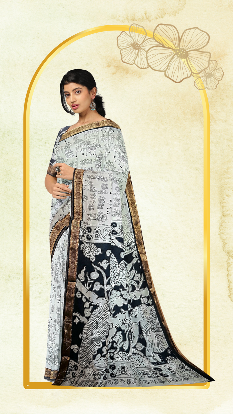 Kalamkari Silk Saree - Handcrafted
