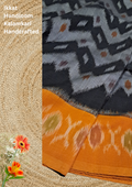 Ikkat Handloom Mercerized Cotton Saree + Kalamkari Blouse